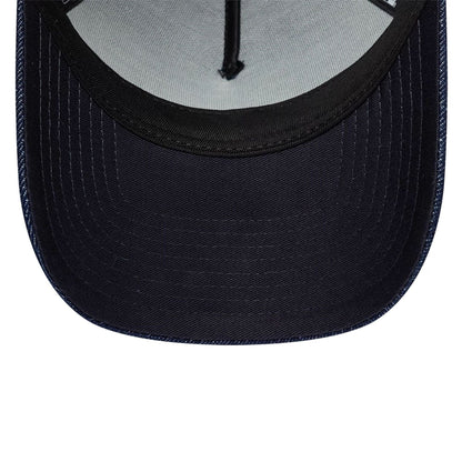 Pictured is this New Era Denim 9FORTY A-Frame Trucker cap in navy. 7