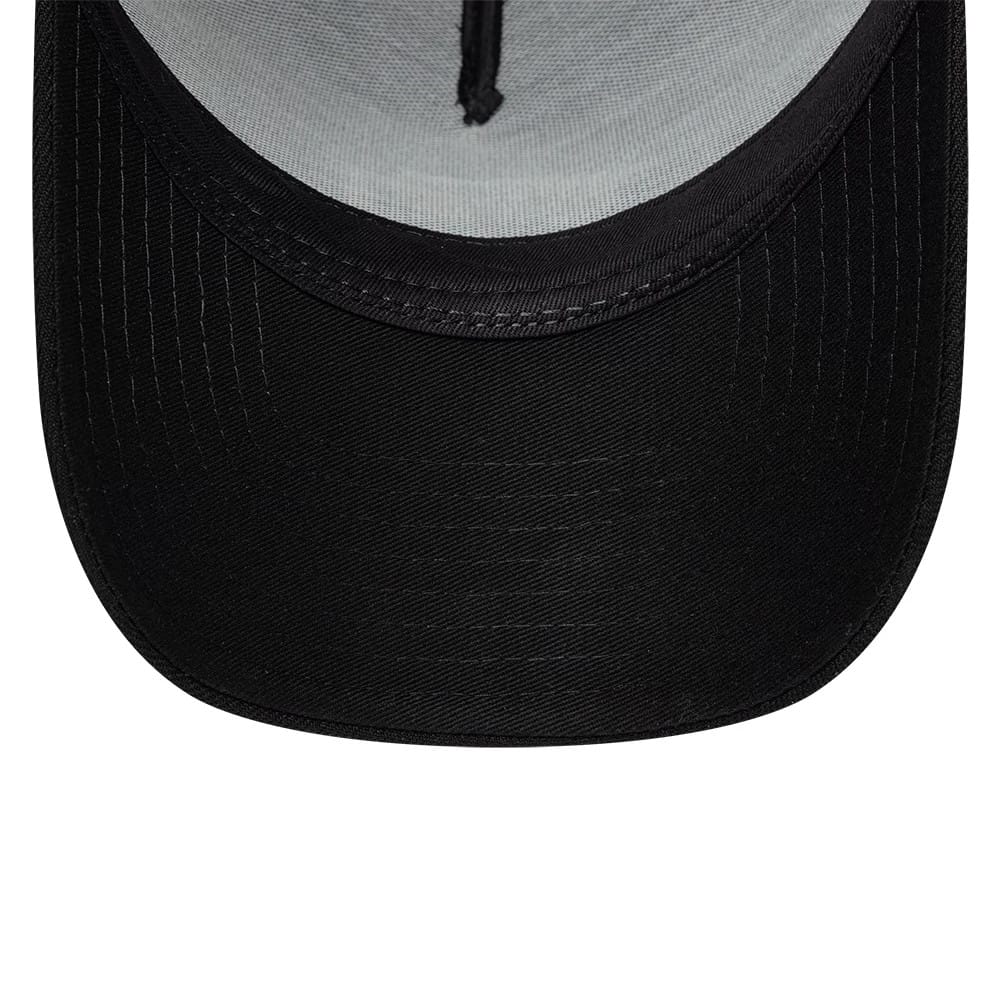 Pictured is this New Era Paisley Emblem 9FORTY A-Frame Trucker cap in black. 7