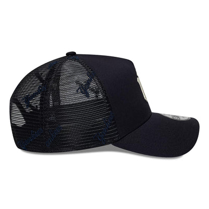 Pictured is this MLB Mesh New York Yankees 9FORTY A-Frame Trucker cap in navy. 7