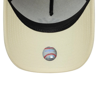 Pictured is this MLB Mesh New York Yankees 9FORTY A-Frame Trucker cap in cream. 5