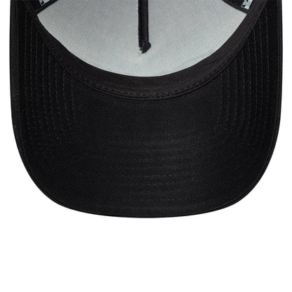 Pictured is this New Era Handwritten 9FORTY A-Frame Trucker cap in white & black. 7