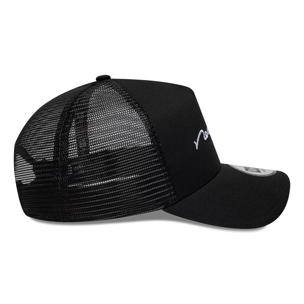 New Era Handwritten Black 9FORTY A-Frame Trucker Cap | NEC UK