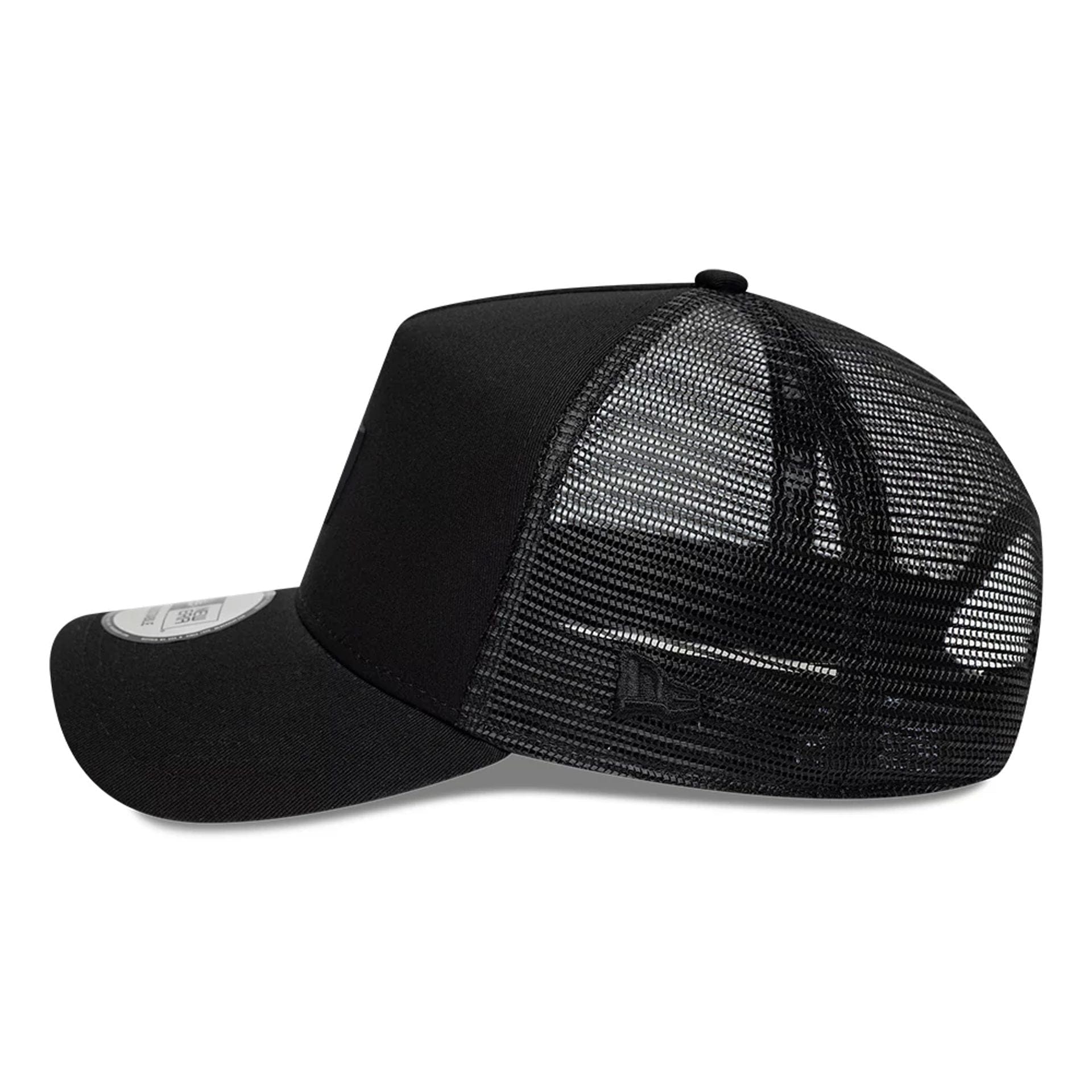 Pictured is this New Era Flag Patch 9FORTY A-Frame Trucker cap in black. 4