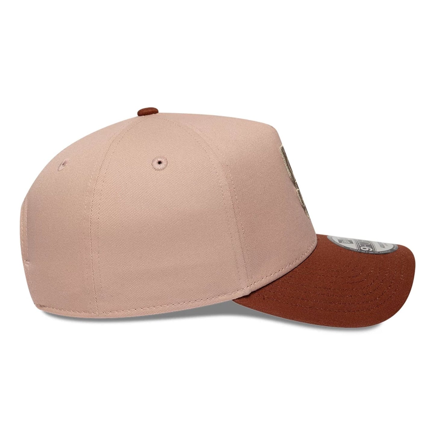 Pictured is this MLB Mocha Mousse San Diego Padres 9FORTY A-Frame Adjustable cap in pastel pink. 5