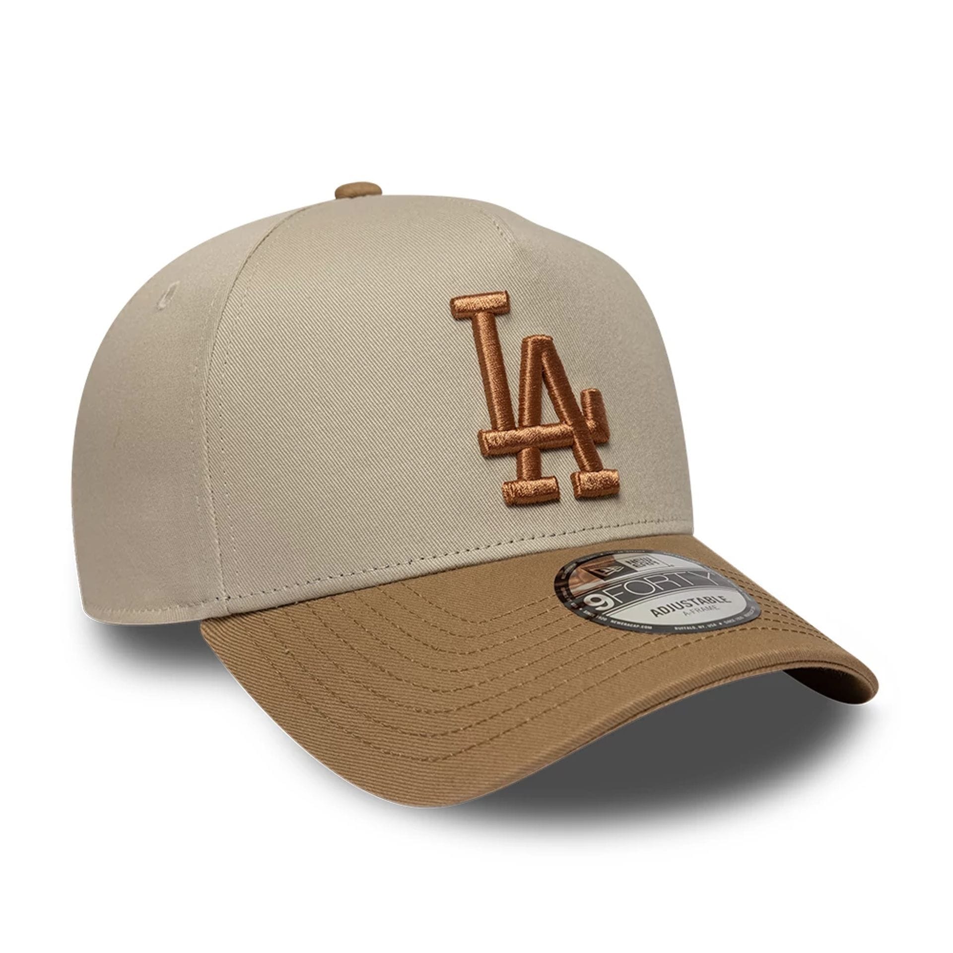 Pictured is this MLB Mocha Mousse LA Dodgers 9FORTY A-Frame Adjustable cap in beige. 3