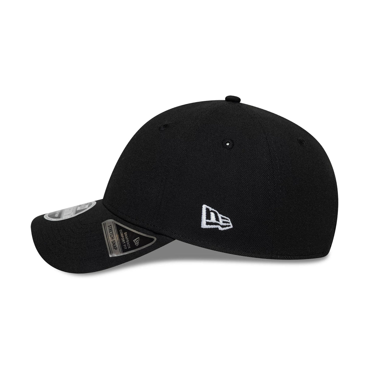 Pictured is this New Era Big Script 9FORTY Stretch Snap cap in black. 6