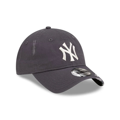 Pictured is this MLB Visor Logo New York Yankees 9TWENTY Adjustable cap in dark grey. 3