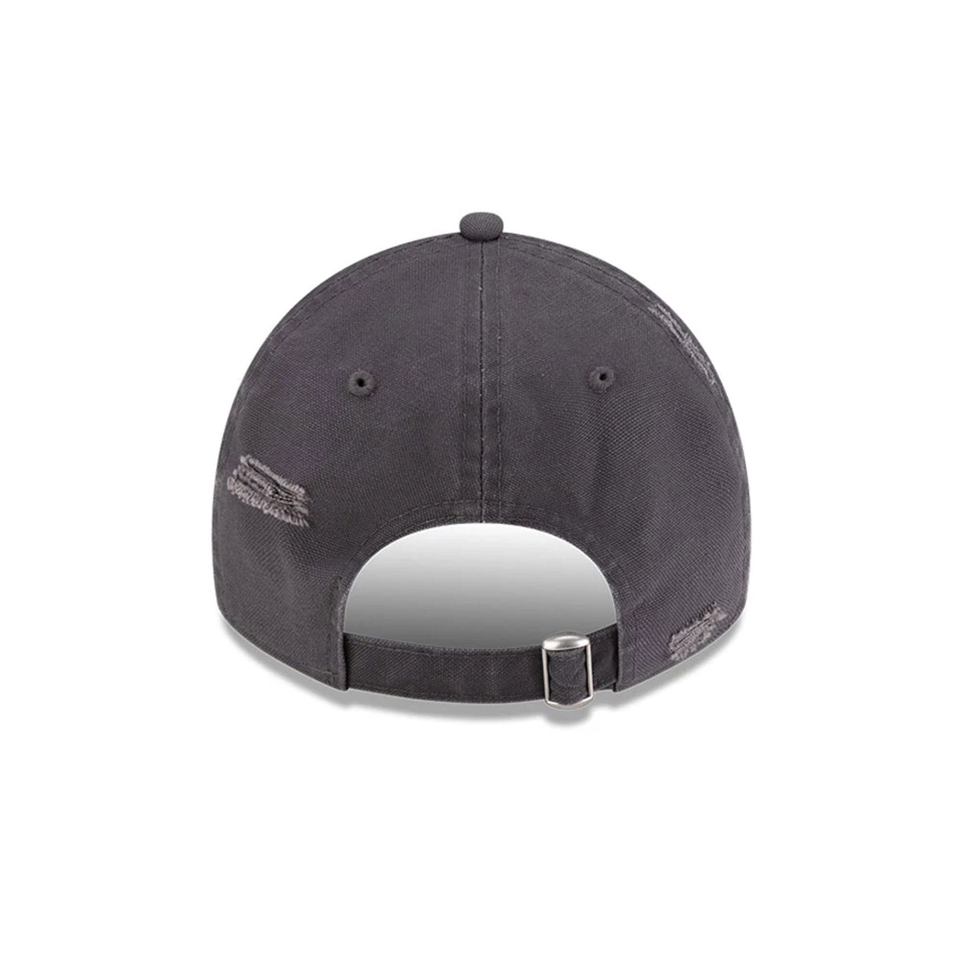 Pictured is this MLB Visor Logo New York Yankees 9TWENTY Adjustable cap in dark grey. 5