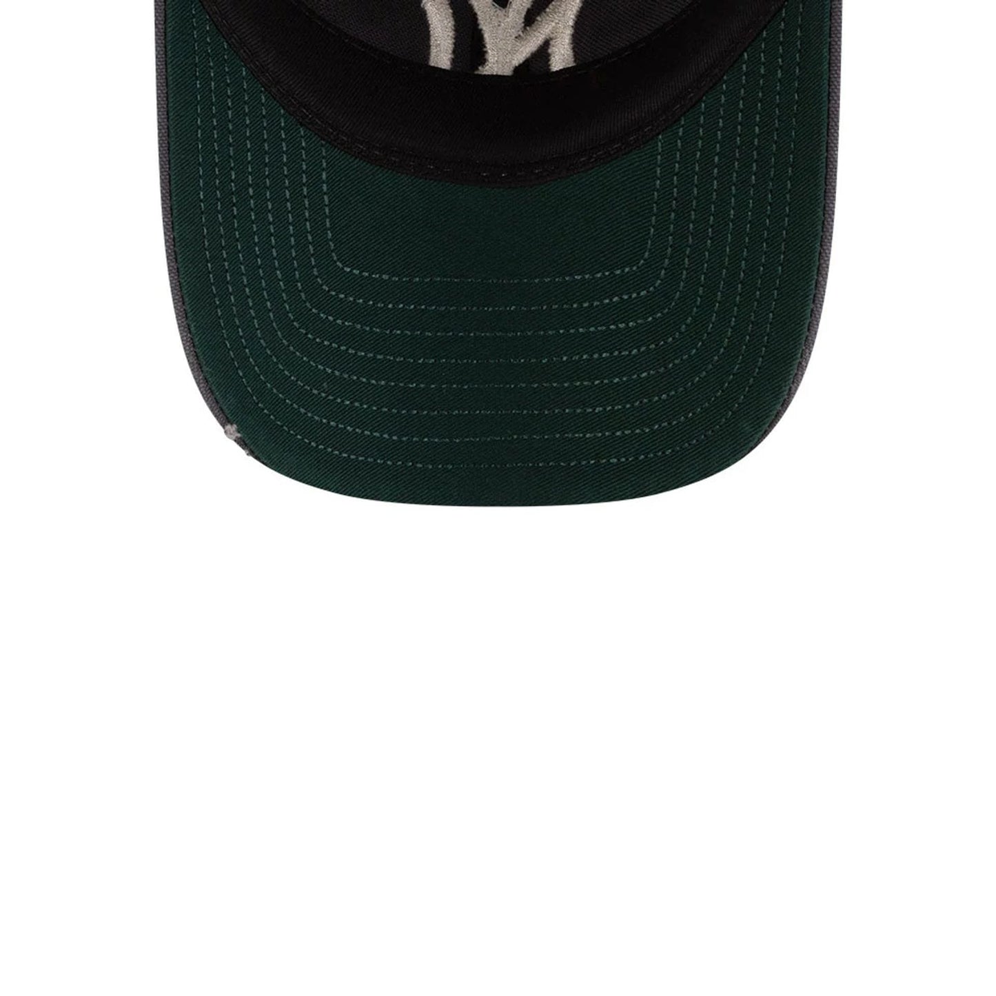 Pictured is this MLB Visor Logo New York Yankees 9TWENTY Adjustable cap in dark grey. 7