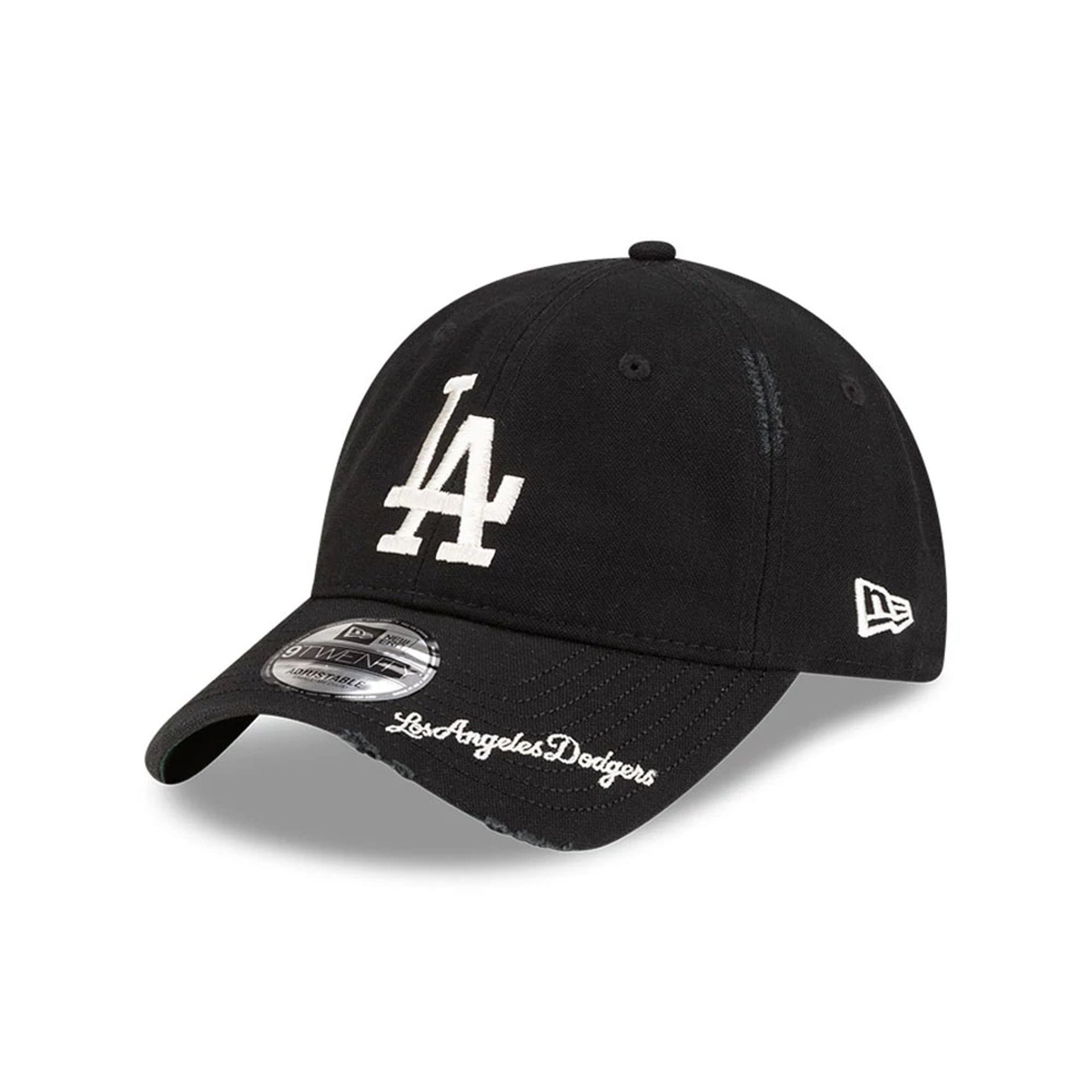 Pictured is this MLB Visor Logo LA Dodgers 9TWENTY Adjustable cap in black. 1