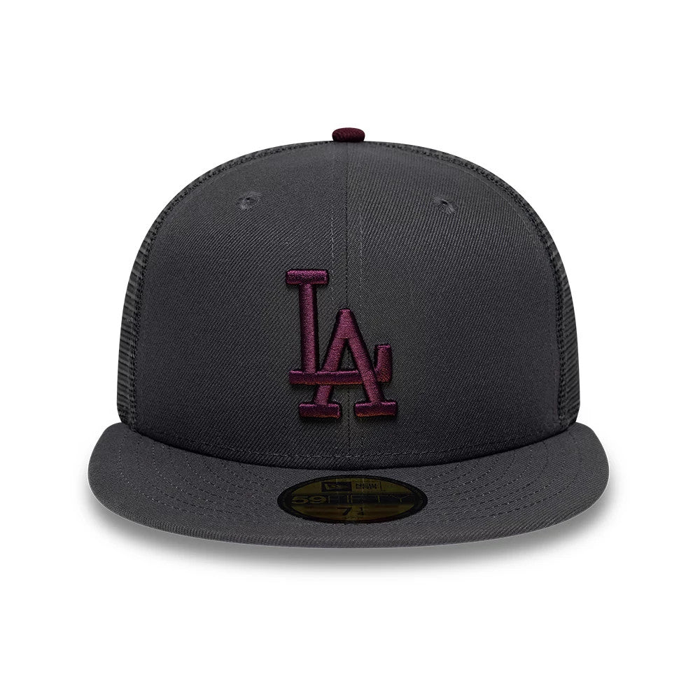 Pictured is this MLB Hydrangea LA Dodgers 59FIFTY Fitted cap in dark grey. 3