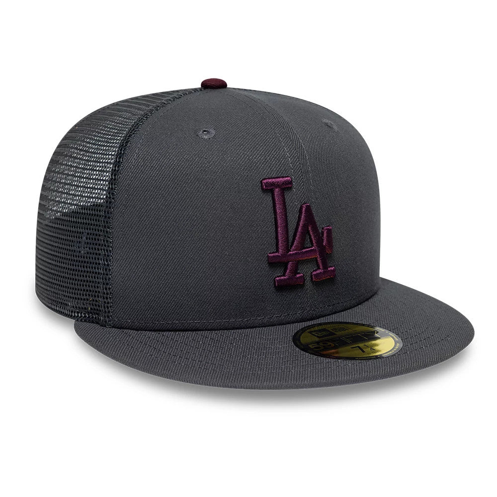 Pictured is this MLB Hydrangea LA Dodgers 59FIFTY Fitted cap in dark grey. 4