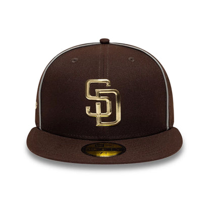 Pictured is this Hajime Sorayama X MLB San Diego Padres 59FIFTY Fitted cap in Dark Brown. 4
