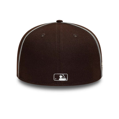 Pictured is this Hajime Sorayama X MLB San Diego Padres 59FIFTY Fitted cap in Dark Brown. 7