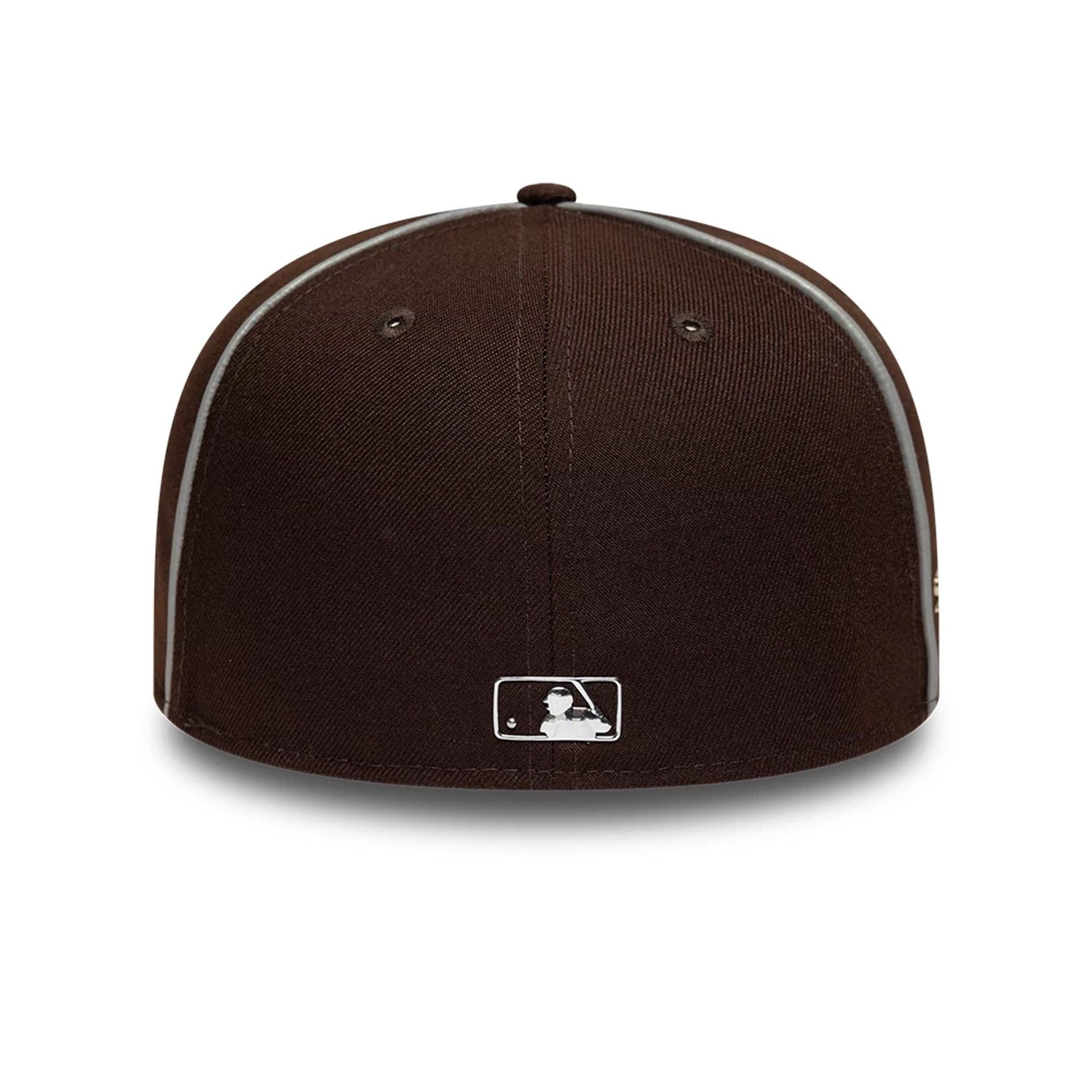 Pictured is this Hajime Sorayama X MLB San Diego Padres 59FIFTY Fitted cap in Dark Brown. 7