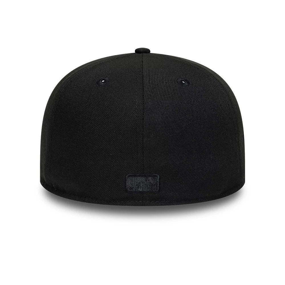 Pictured is this MLB Black On Black Seattle Mariners 59FIFTY Fitted cap in black. 4