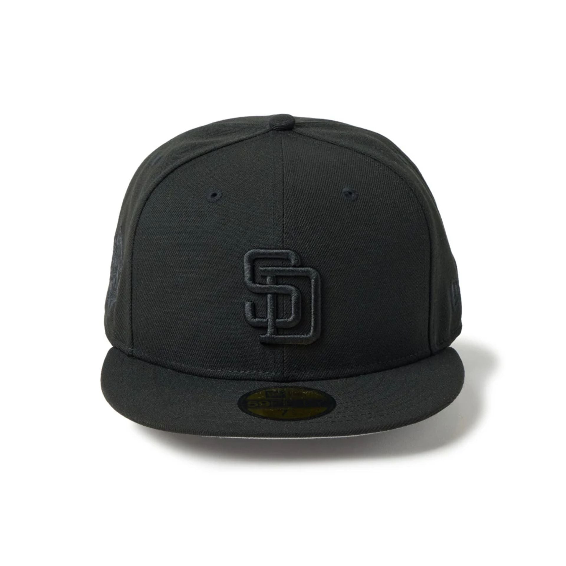 Pictured is this MLB San Diego Padres 59FIFTY Fitted cap in black. 2