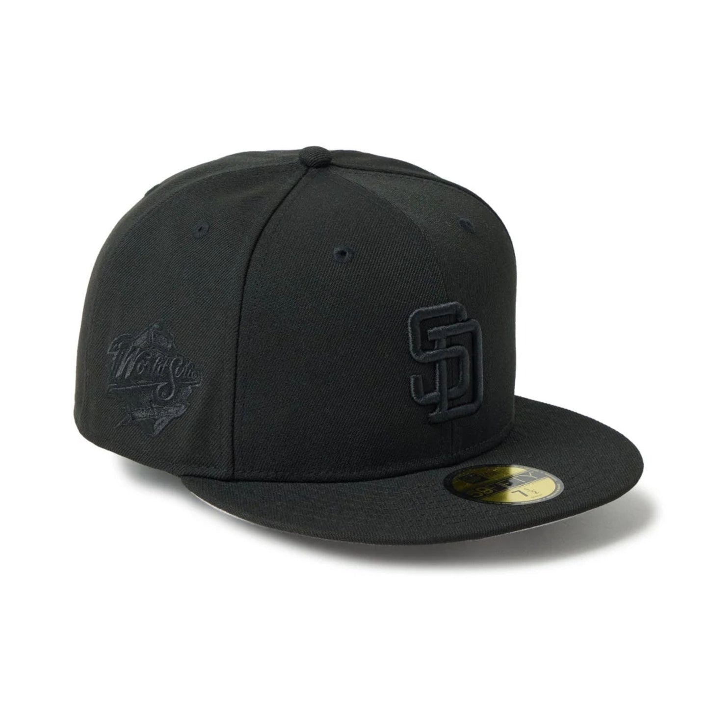 Pictured is this MLB San Diego Padres 59FIFTY Fitted cap in black. 1