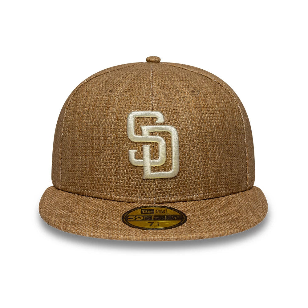 Pictured is this MLB Straw San Diego Padres 59FIFTY Fitted cap in Dark Beige. 2