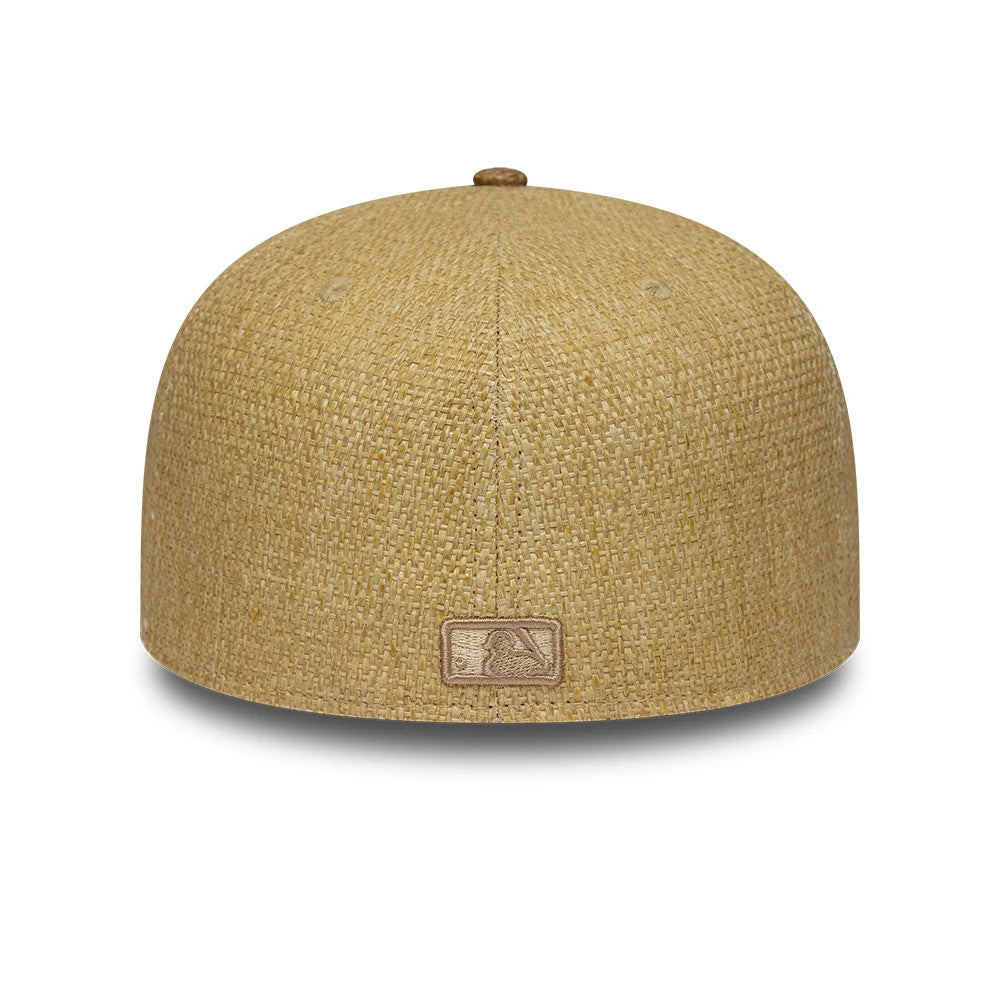 Pictured is this MLB Straw New York Yankees 59FIFTY Fitted cap in beige. 5