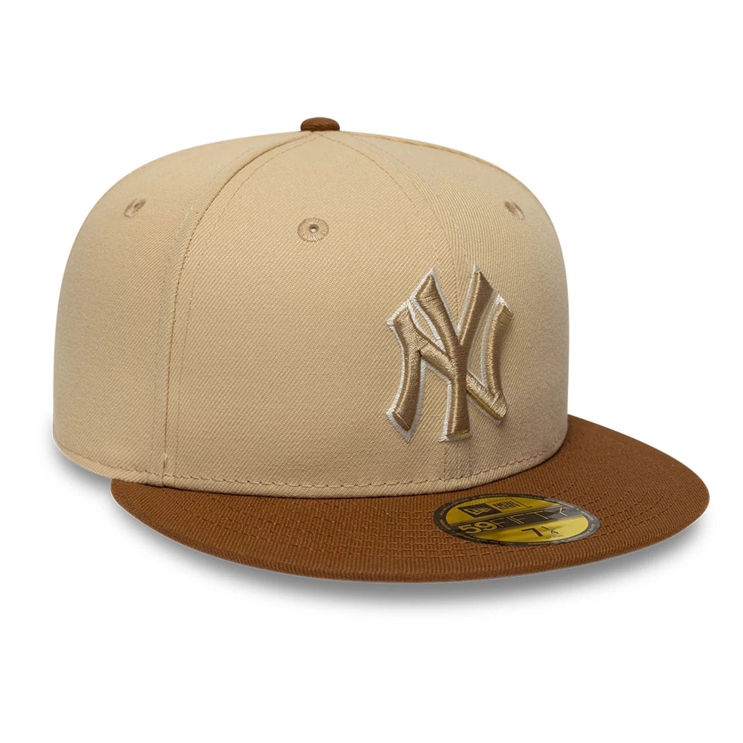 Pictured is this MLB Mocha Mousse New York Yankees 59FIFTY Fitted cap in light beige. 3