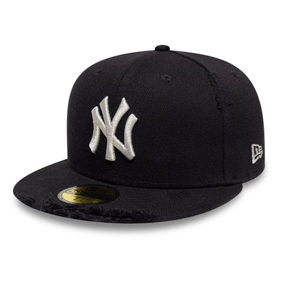 Pictured is this MLB Distressed New York Yankees 59FIFTY Fitted cap in black. 3