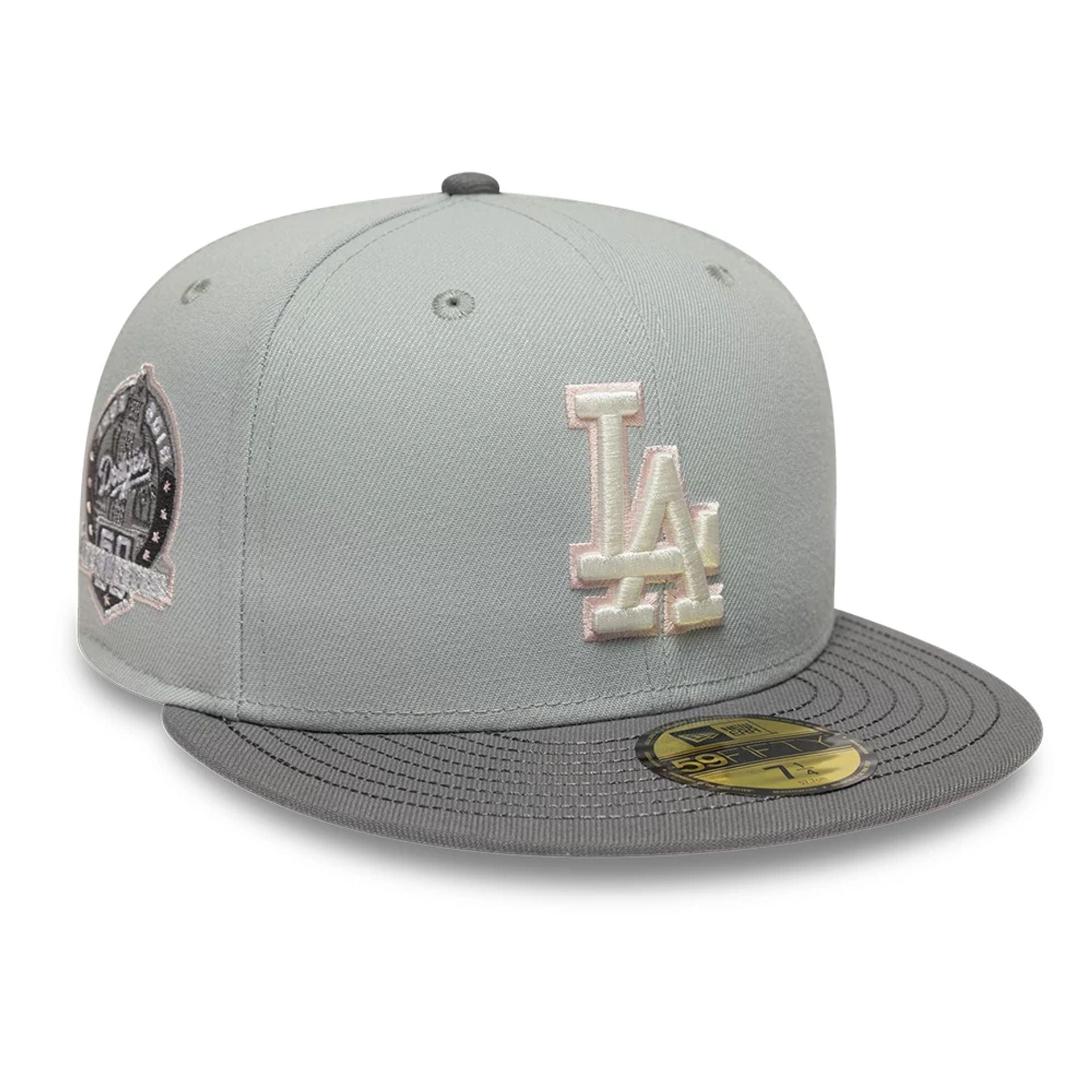 Pictured is this MLB Sakura Nagashi LA Dodgers 59FIFTY Fitted cap in grey. 1