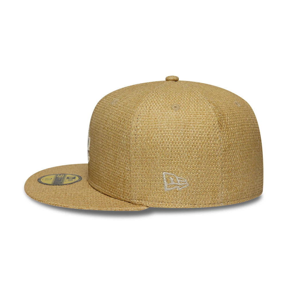 Pictured is this MLB Straw LA Dodgers 59FIFTY Fitted cap in beige. 6