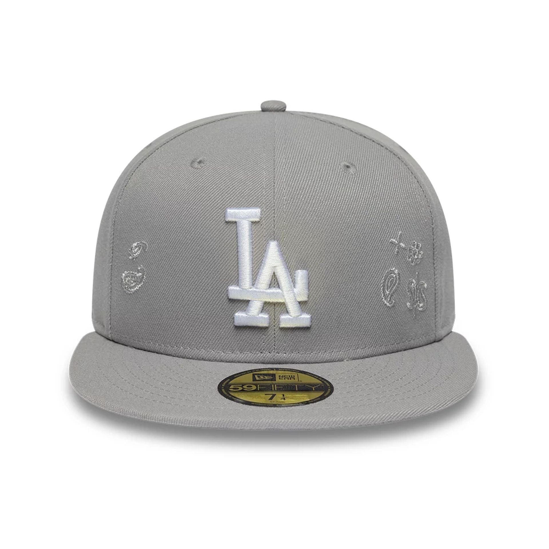 Pictured is this MLB Paisley Emblem LA Dodgers 59FIFTY Fitted cap in grey. 2