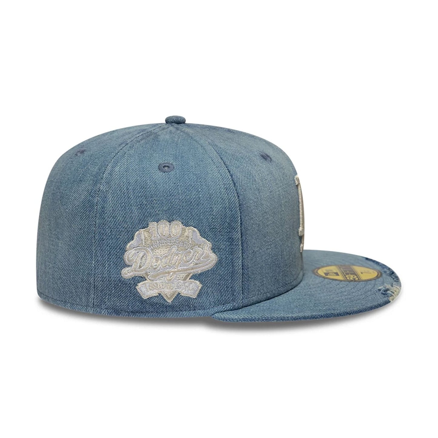 Pictured is this MLB Distressed LA Dodgers 59FIFTY Fitted cap in navy. 5