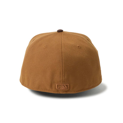 Houston Astros MLB Brown New Era 59FIFTY Fitted Cap, rear view showing the brown embroidered MLB Batterman logo at the centre of the back panels, complemented by a matching brown top button.