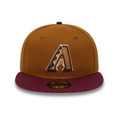 Pictured is this New Era Mocha Mousse Arizona Diamondbacks 59FIFTY Fitted cap in dark beige. 3
