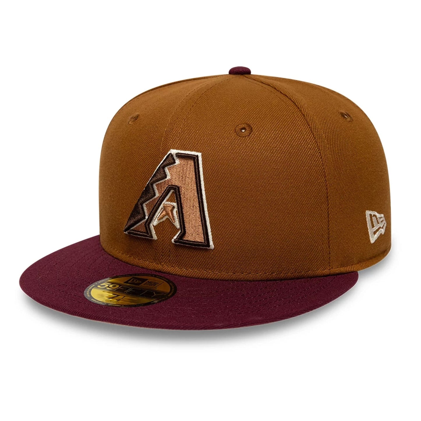 Pictured is this New Era Mocha Mousse Arizona Diamondbacks 59FIFTY Fitted cap in dark beige. 1