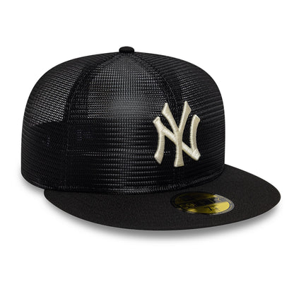Pictured is this MLB All Mesh New York Yankees 59FIFTY Fitted cap in black. 4