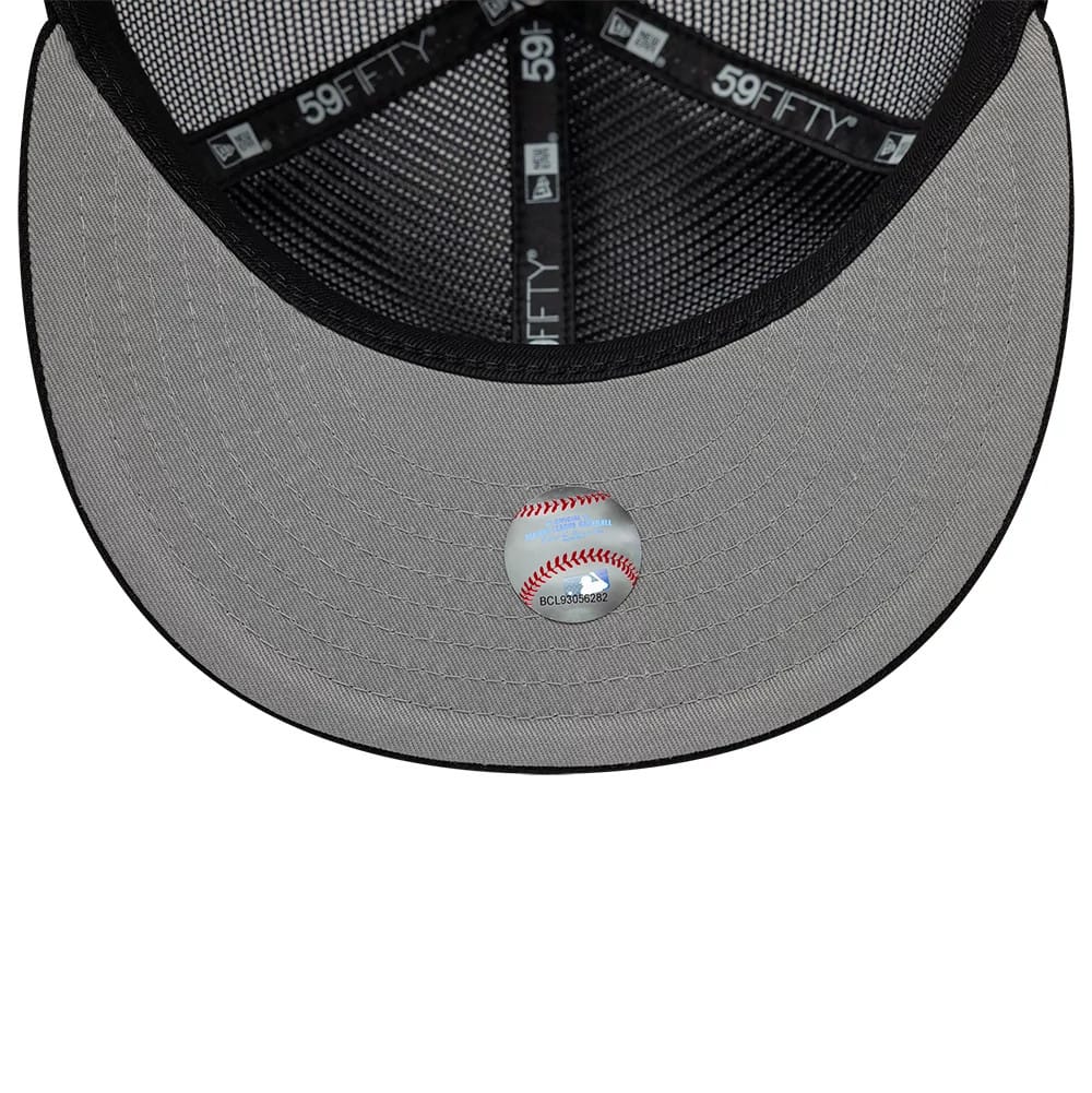 Pictured is this MLB All Mesh New York Yankees 59FIFTY Fitted cap in black. 2