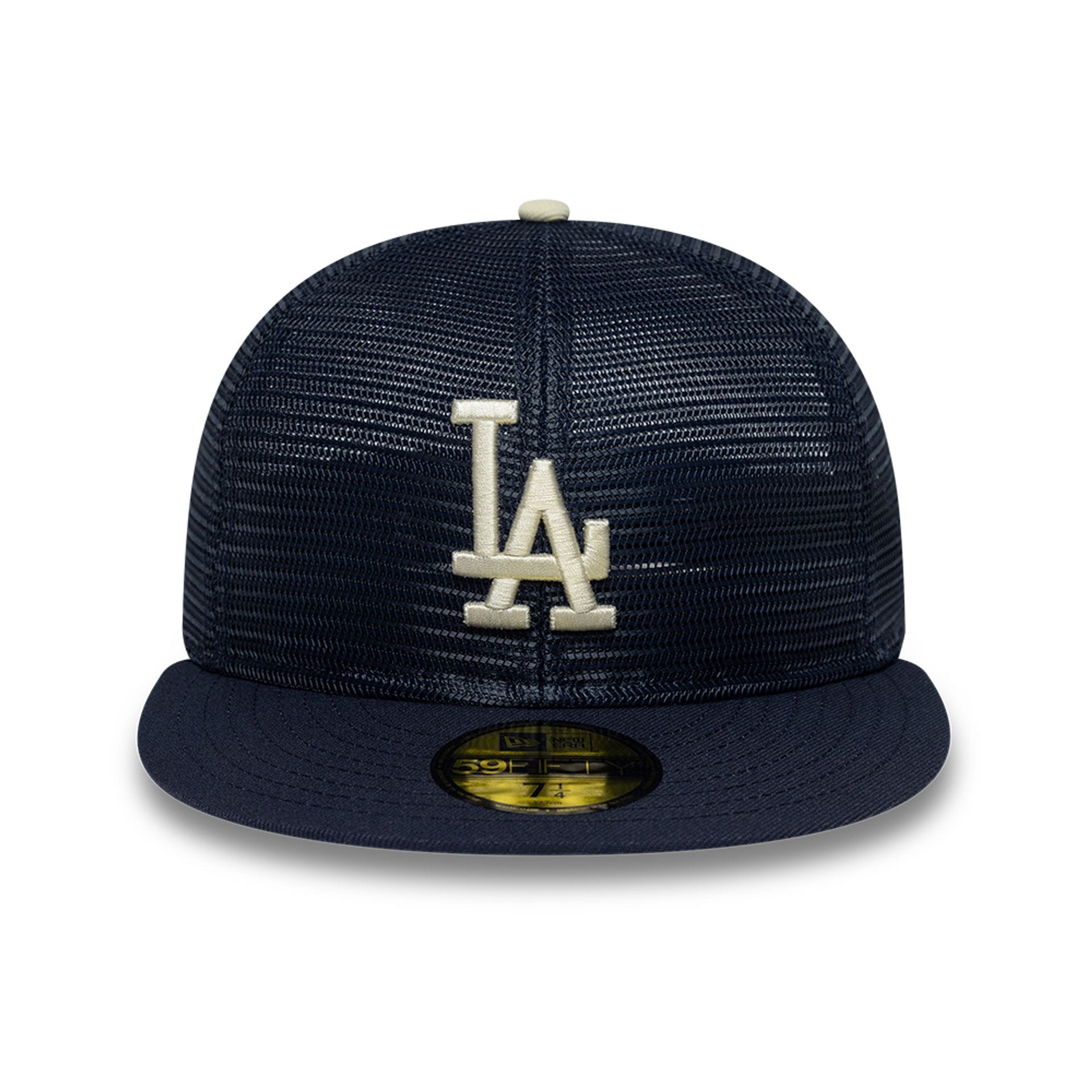 Pictured is this MLB All Mesh LA Dodgers 59FIFTY Fitted cap in navy. 3