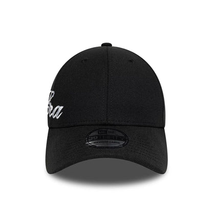Pictured is this New Era Big Script 39THIRTY Stretch Fit cap in black. 2