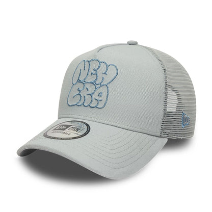 Pictured is this New Era Wall Art Bubble 9FORTY A-Frame Trucker cap in Light Grey. 1