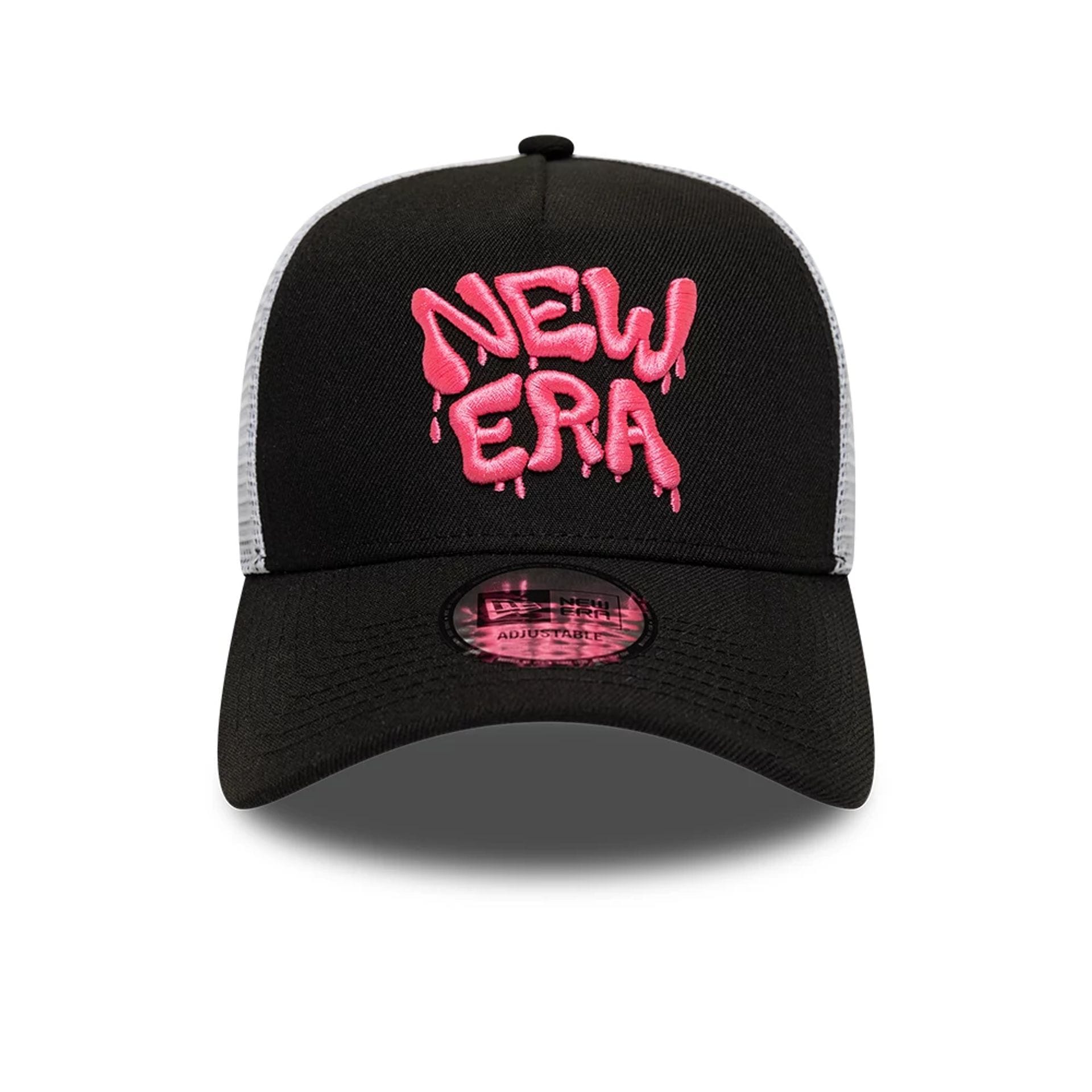 Pictured is this New Era Wall Art Drip 9FORTY A-Frame Trucker cap in black. 2