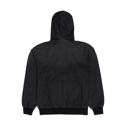 The model is wearing this New Era Washed Full Zip Hoodie in black. 2