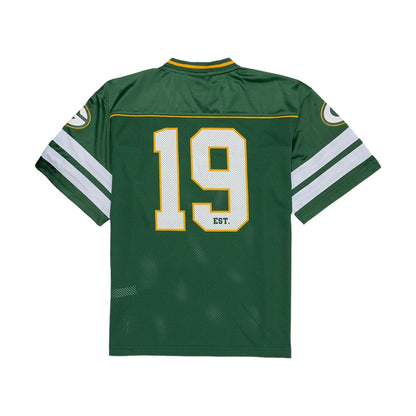 The model is wearing this NFL Green Bay Packers Mesh Jersey in green. 2
