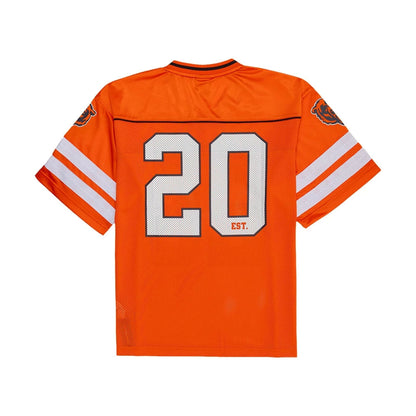 The model is wearing this NFL Chicago Bears Mesh Jersey in orange. 2