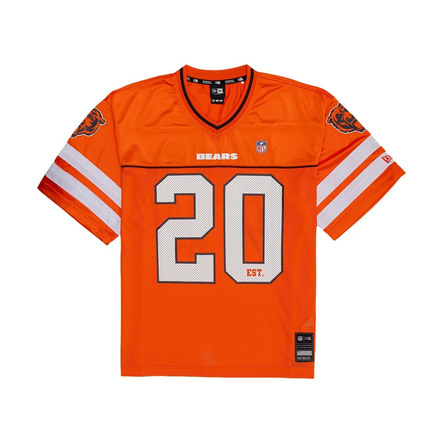 The model is wearing this NFL Chicago Bears Mesh Jersey in orange. 1