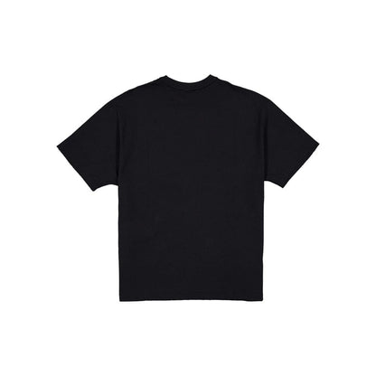 The model is wearing this New Era Black Label Seersucker T-Shirt in black. 2