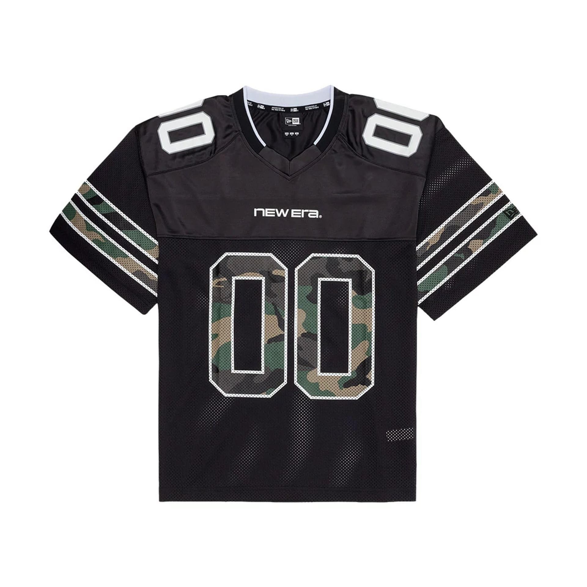 The model is wearing this New Era 1920 Mesh Jersey in black. 1