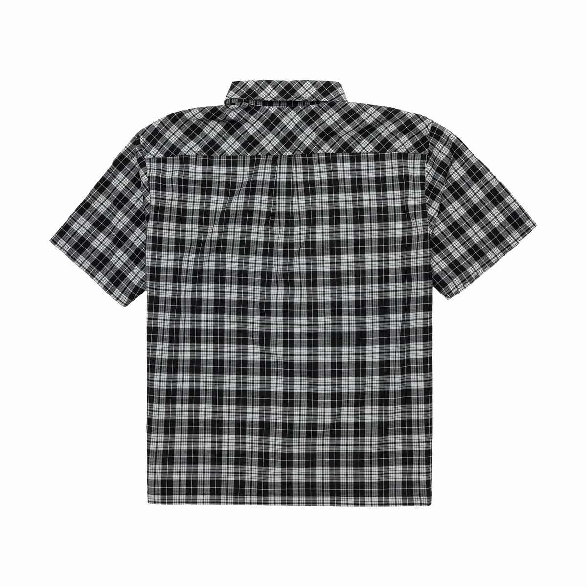 This is a New Era Check Short Sleeve Shirt in black. 2