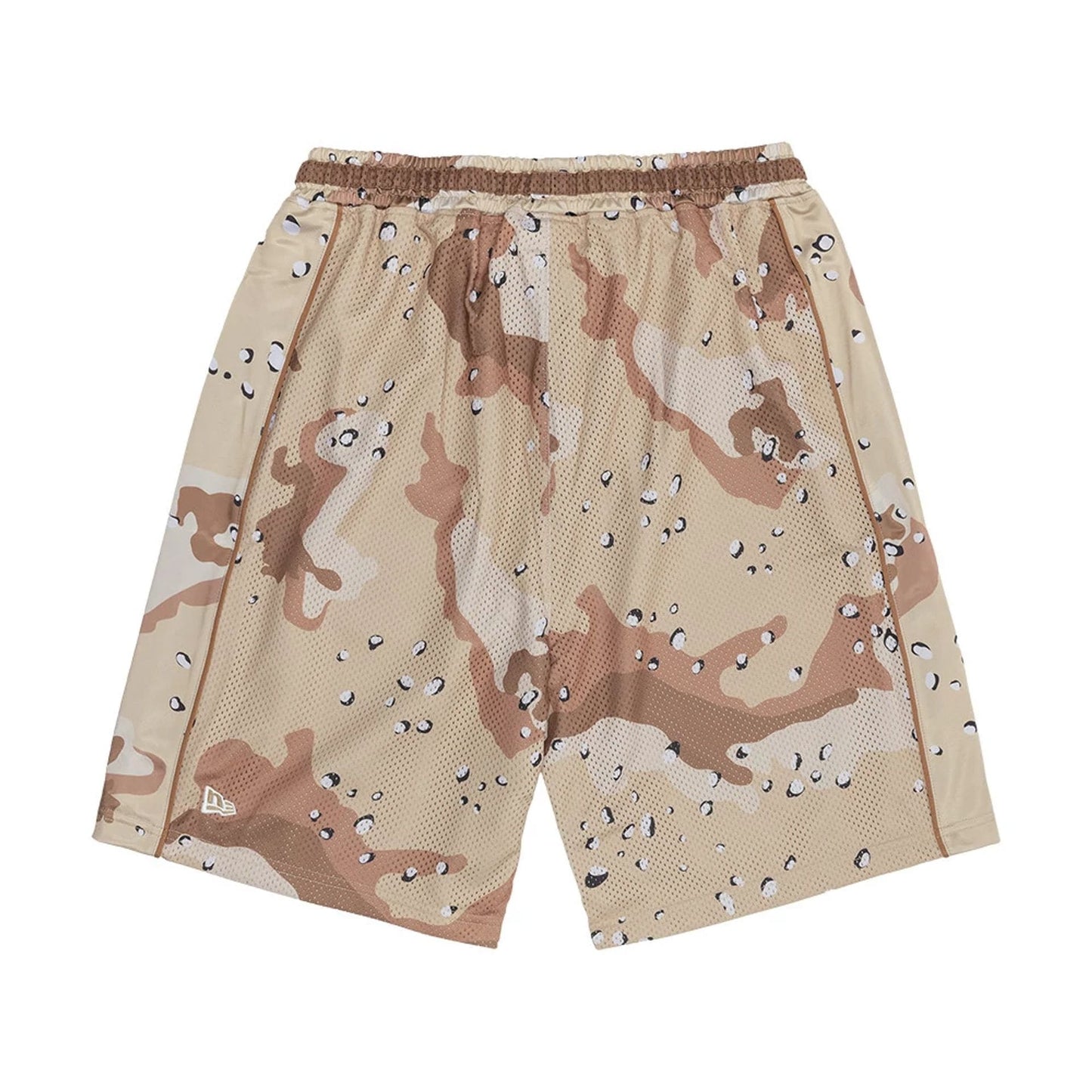 The model is wearing this New Era Bermuda Oversized Shorts in Woodland Camo. 2