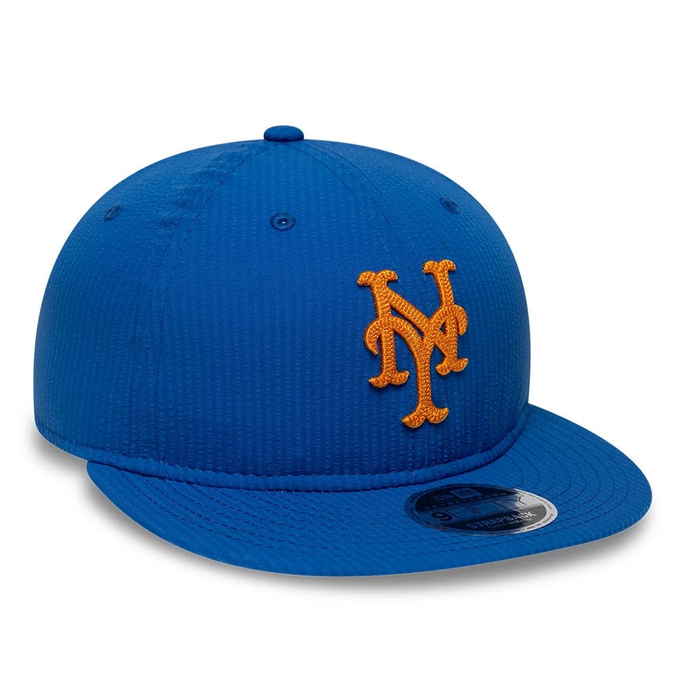 Pictured is this MLB Seersucker New York Mets Retro Crown 9FIFTY cap in dark blue. 3