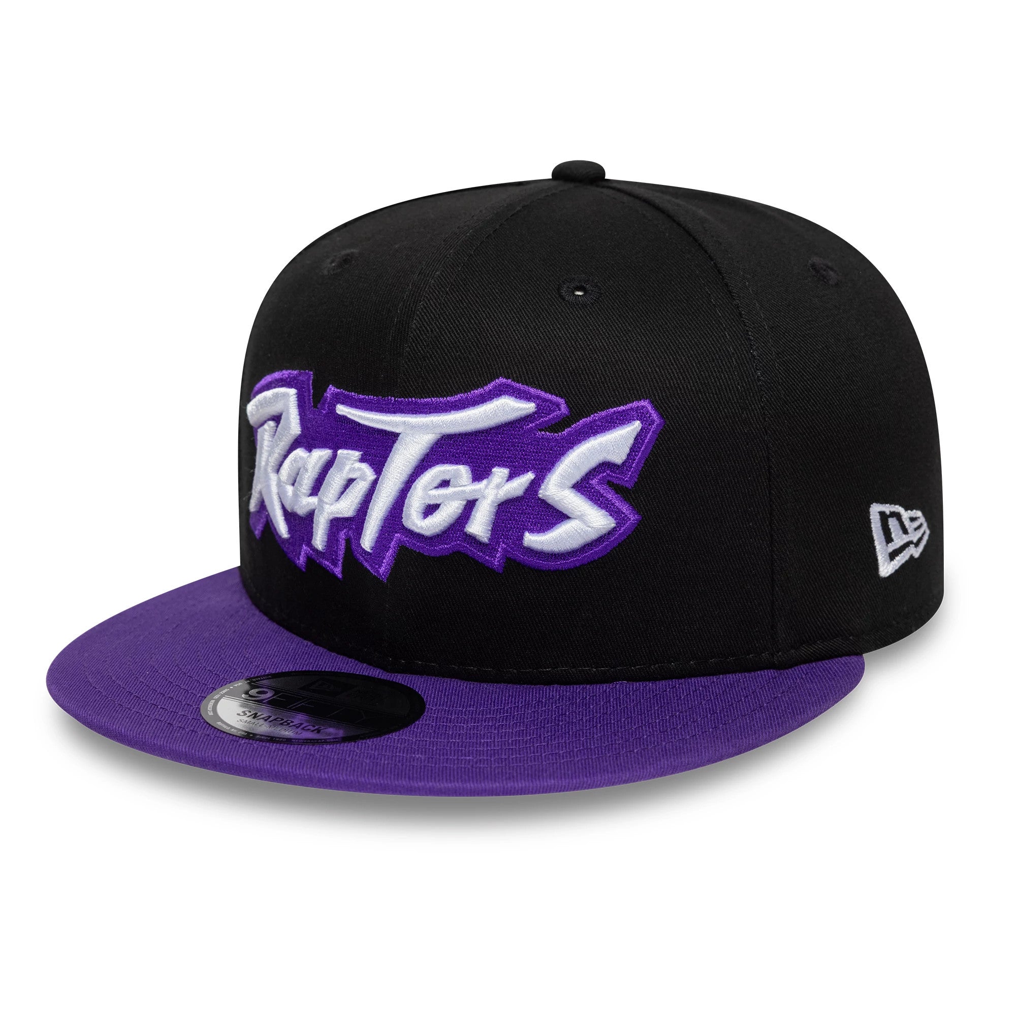 Pictured is this NBA Hardwood Classic Toronto Raptors 9FIFTY Snapback cap in black & purple. 3