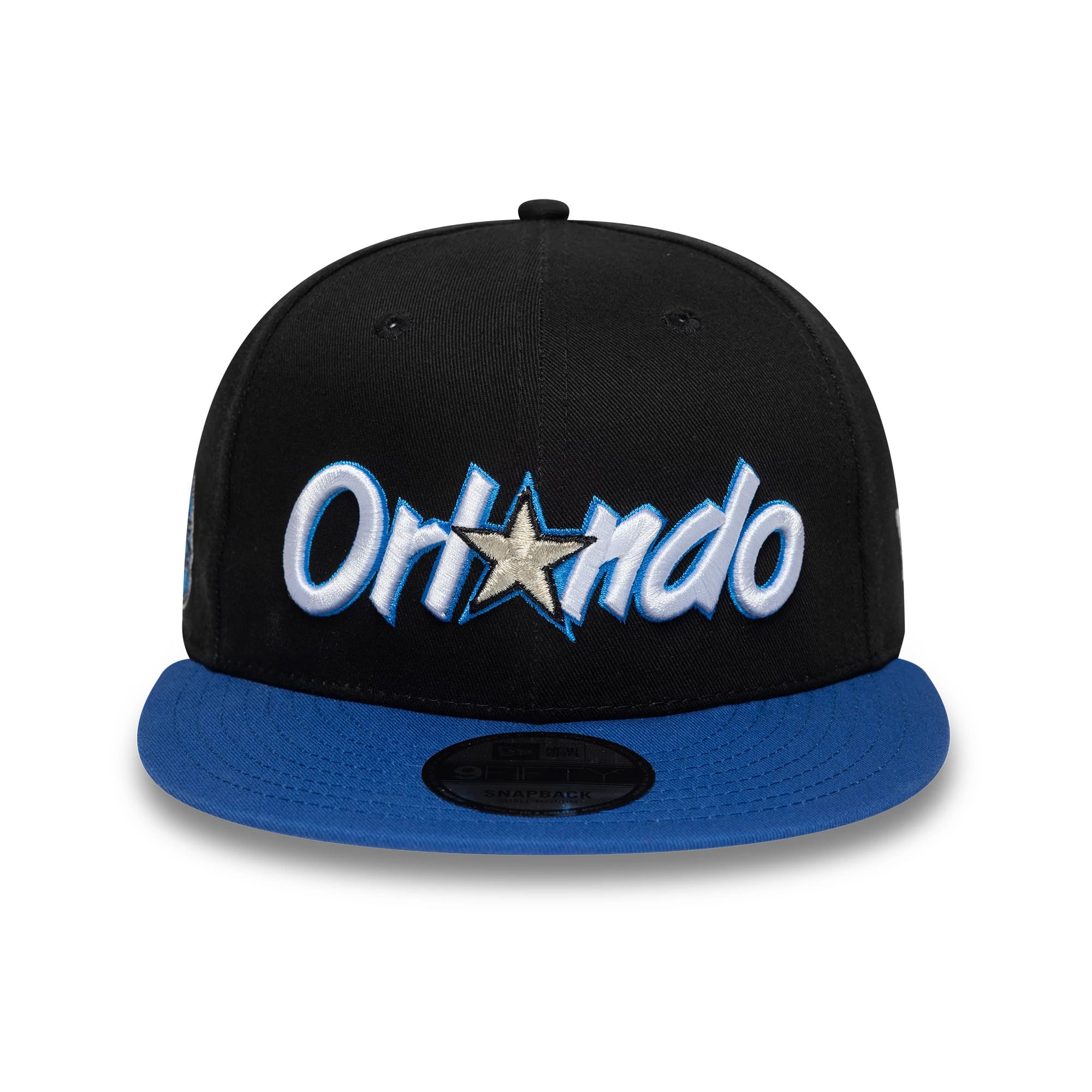 Pictured is this NBA Hardwood Classic Orlando Magic 9FIFTY Snapback cap in black & blue. 2